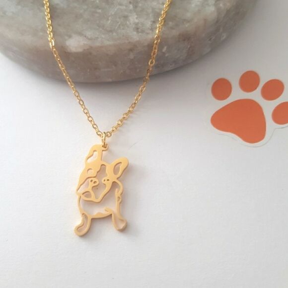 French Bulldog Shiny Charm Stainless Steel Adjustable 18" - 20" Necklace - Picture 8 of 12